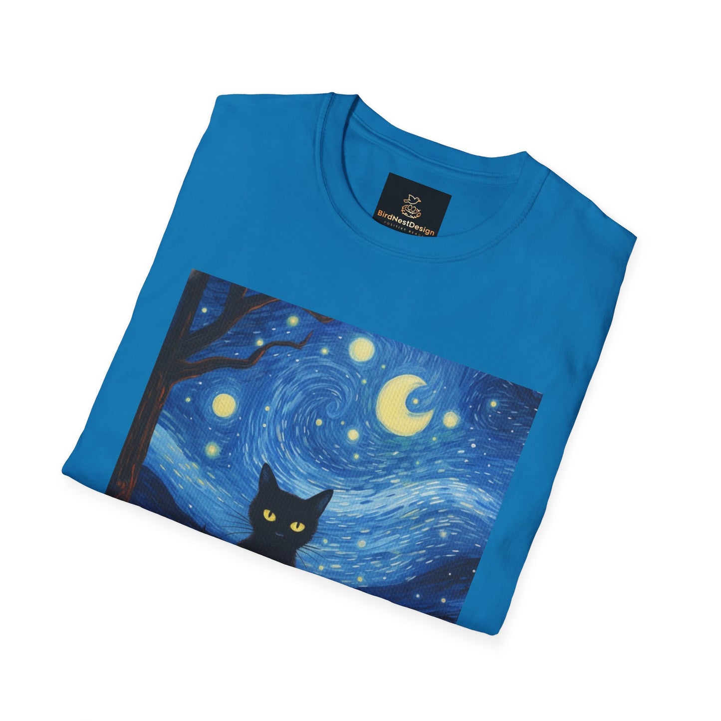 Unisex Softstyle T-Shirt - Starry Night Cat