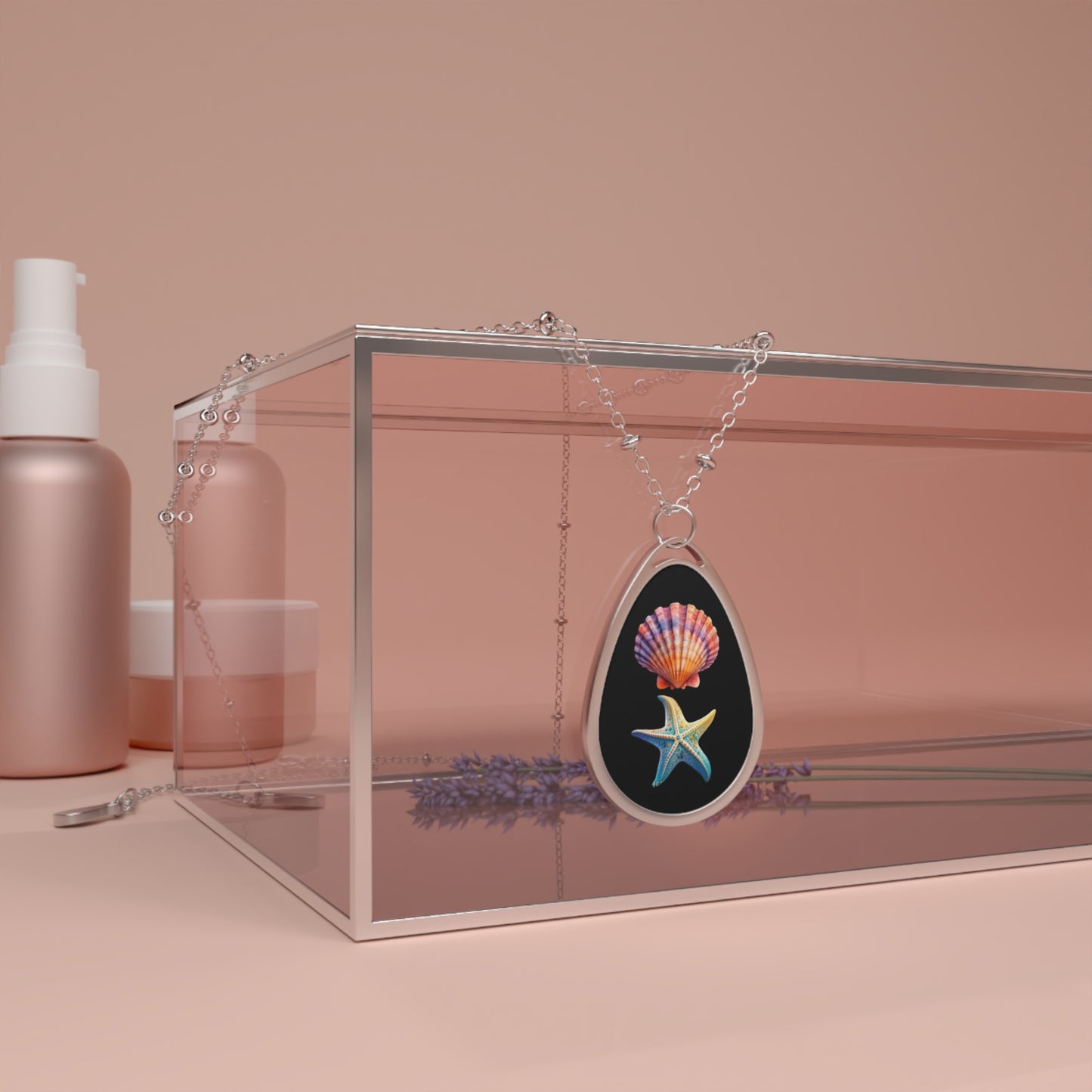 Oval Necklace - Star Fish and Shell