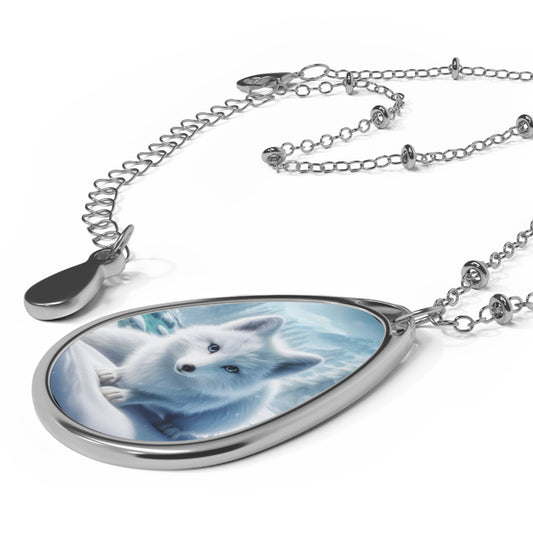 Oval Necklace - White Fox