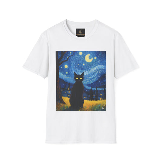 Unisex Softstyle T-Shirt - Starry Night Cat