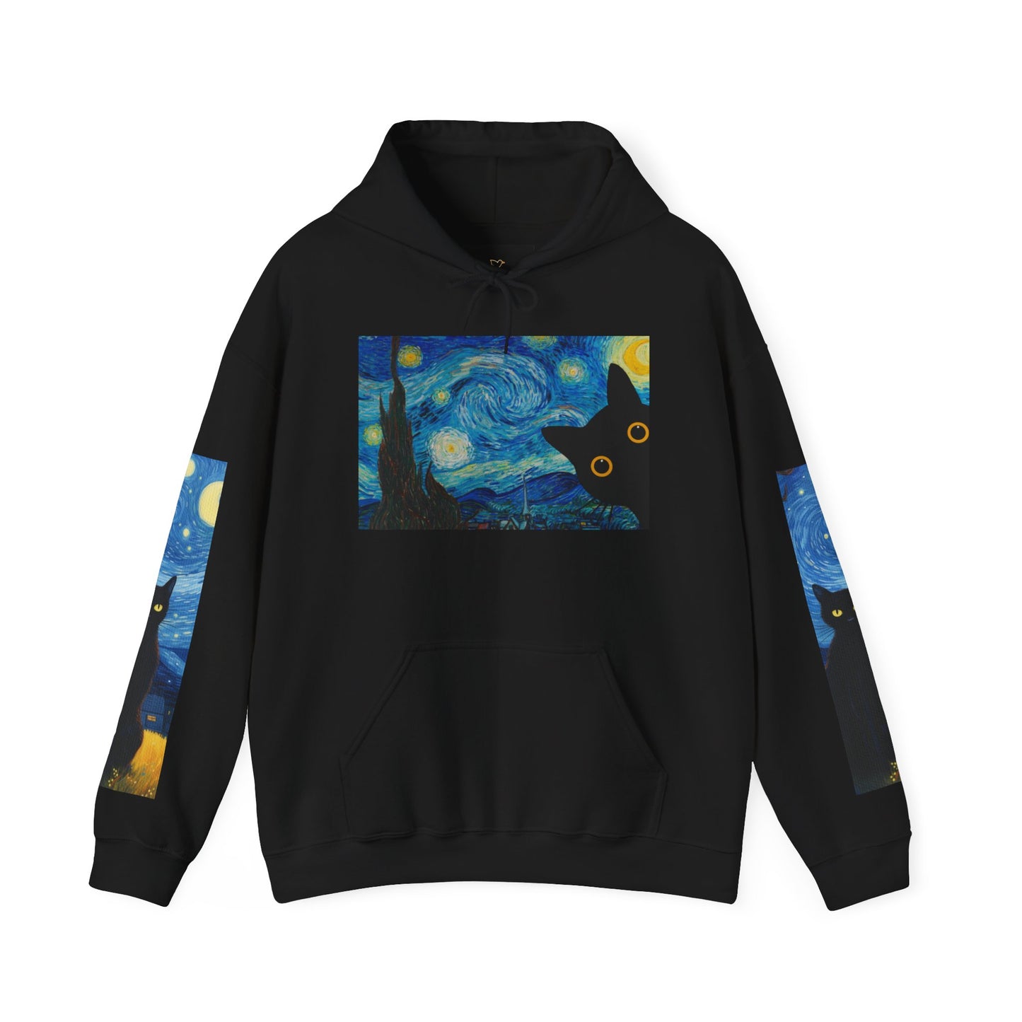 Starry Night Cat Hoodie - Cozy Sweatshirt, Cat Lover Gift, Artistic Apparel, Unique Sweatshirt for Fall, Night Sky Fashion