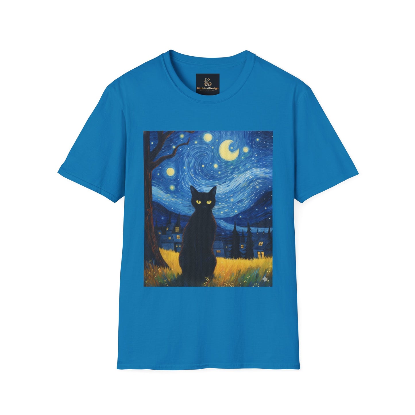 Unisex Softstyle T-Shirt - Starry Night Cat