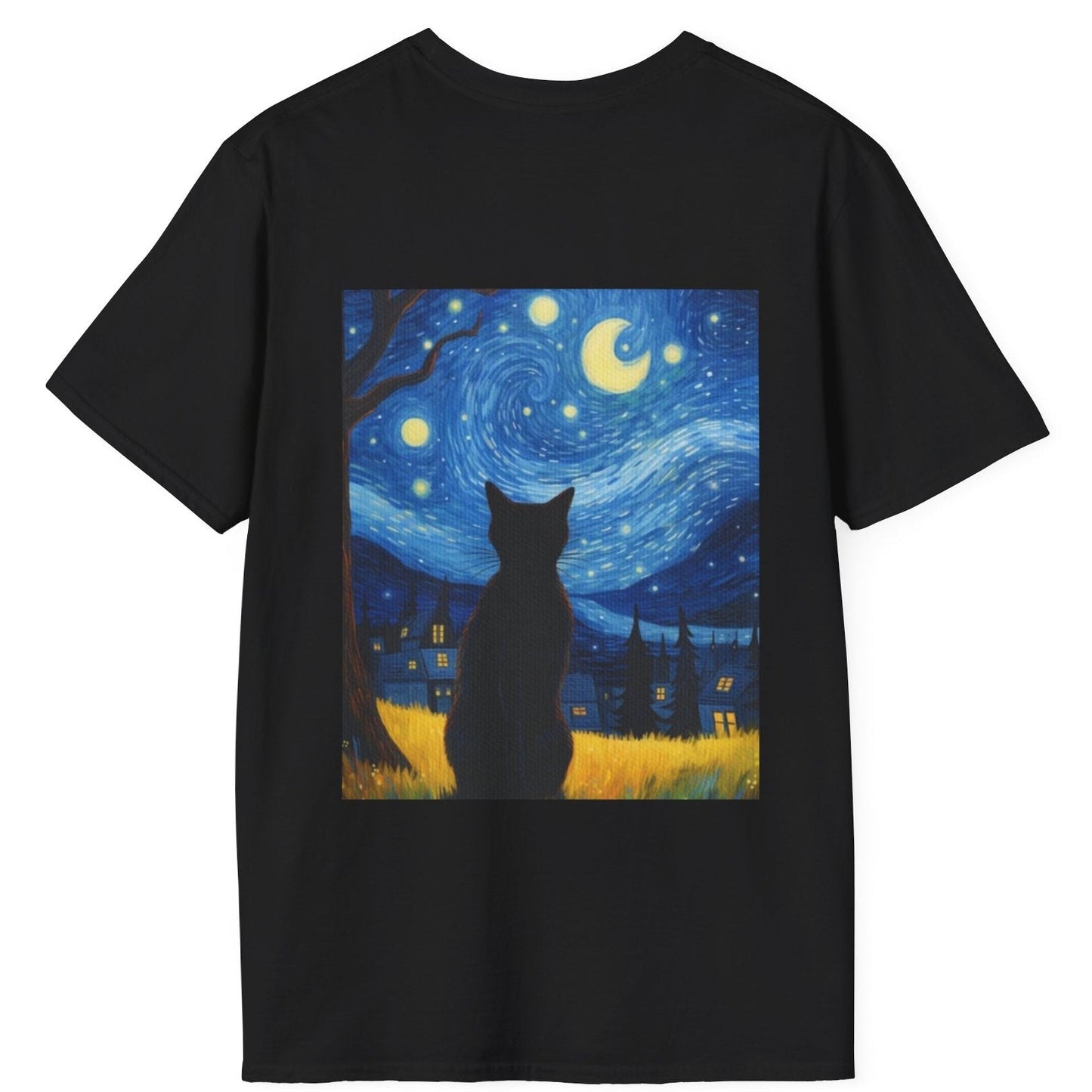 Unisex Softstyle T-Shirt - Starry Night Cat
