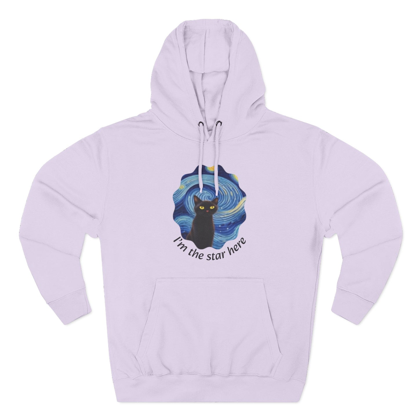 Starry Cat "I'm the star here" Hoodie — Cozy Three-Panel Fleece