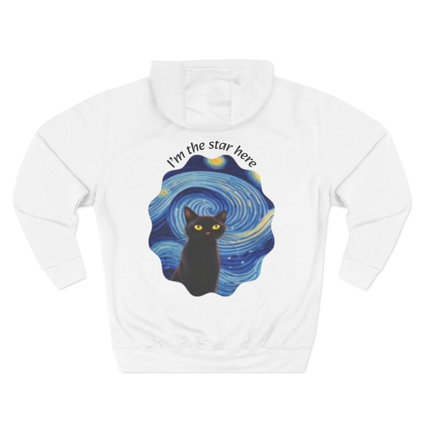 Starry Cat "I'm the star here" Hoodie — Cozy Three-Panel Fleece