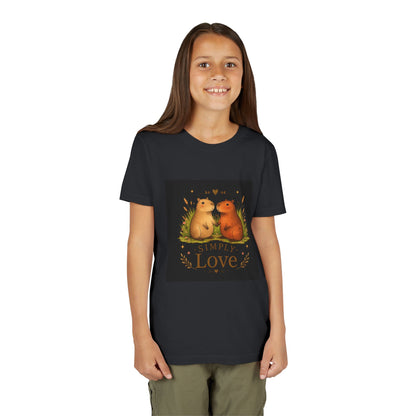 Kids "Simple Love" Animal Tee — Cute Woodland Guinea Pig Love Youth Shirt