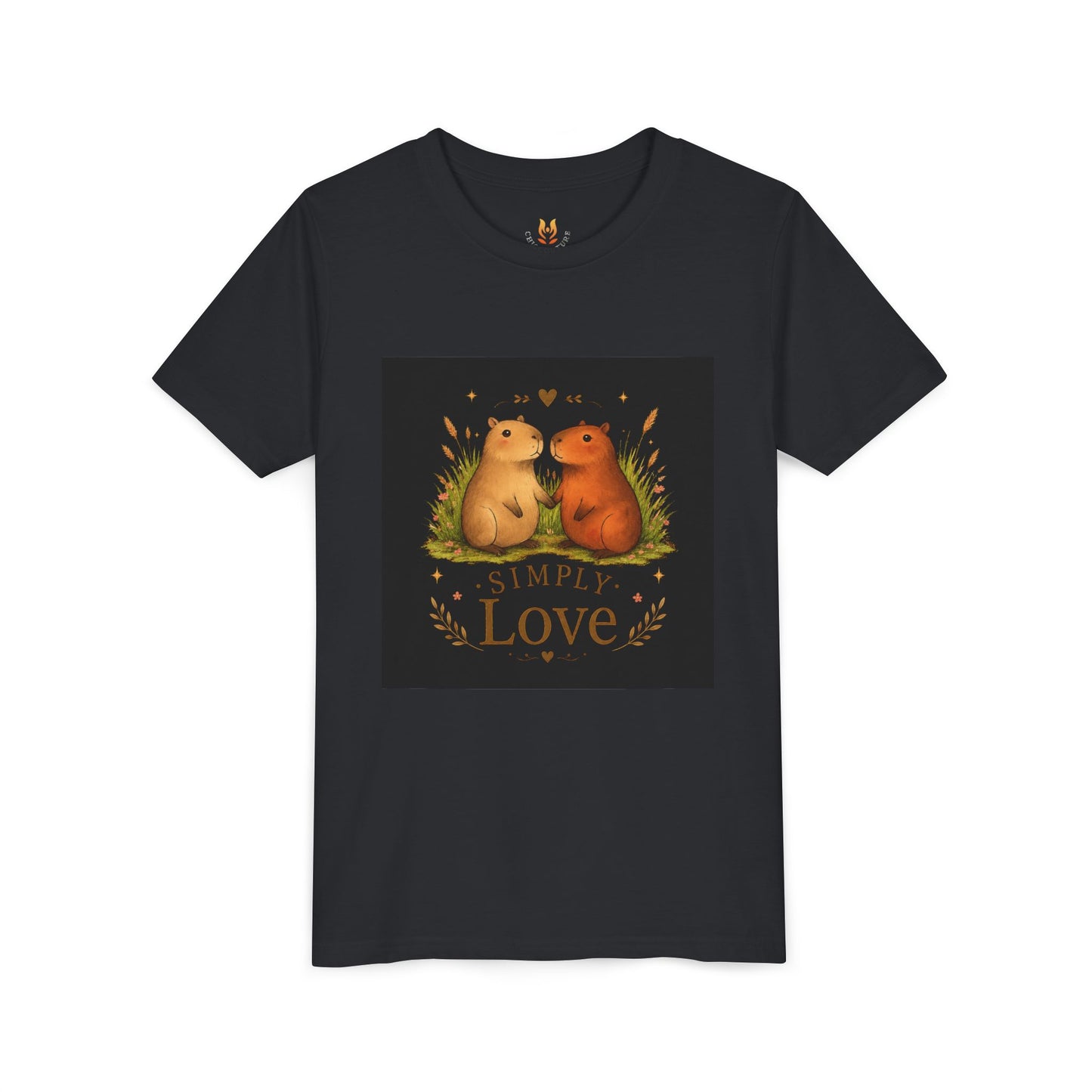 Kids "Simple Love" Animal Tee — Cute Woodland Guinea Pig Love Youth Shirt