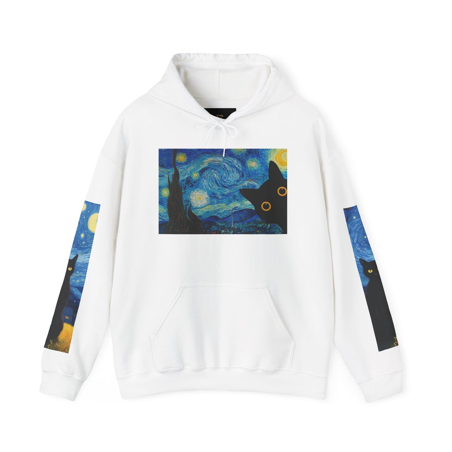 Starry Night Cat Hoodie - Cozy Sweatshirt, Cat Lover Gift, Artistic Apparel, Unique Sweatshirt for Fall, Night Sky Fashion