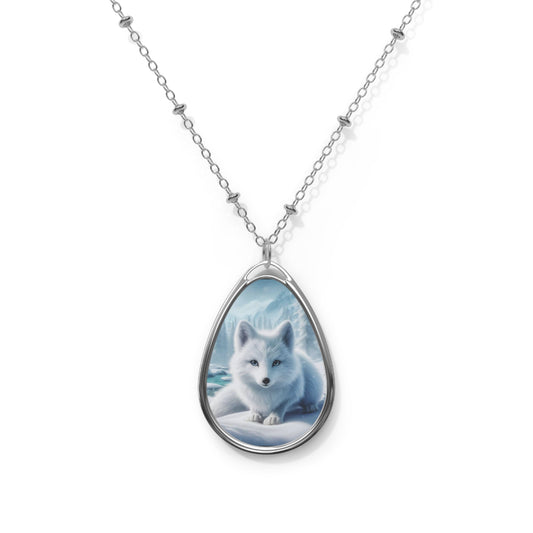 Oval Necklace -  White Fox