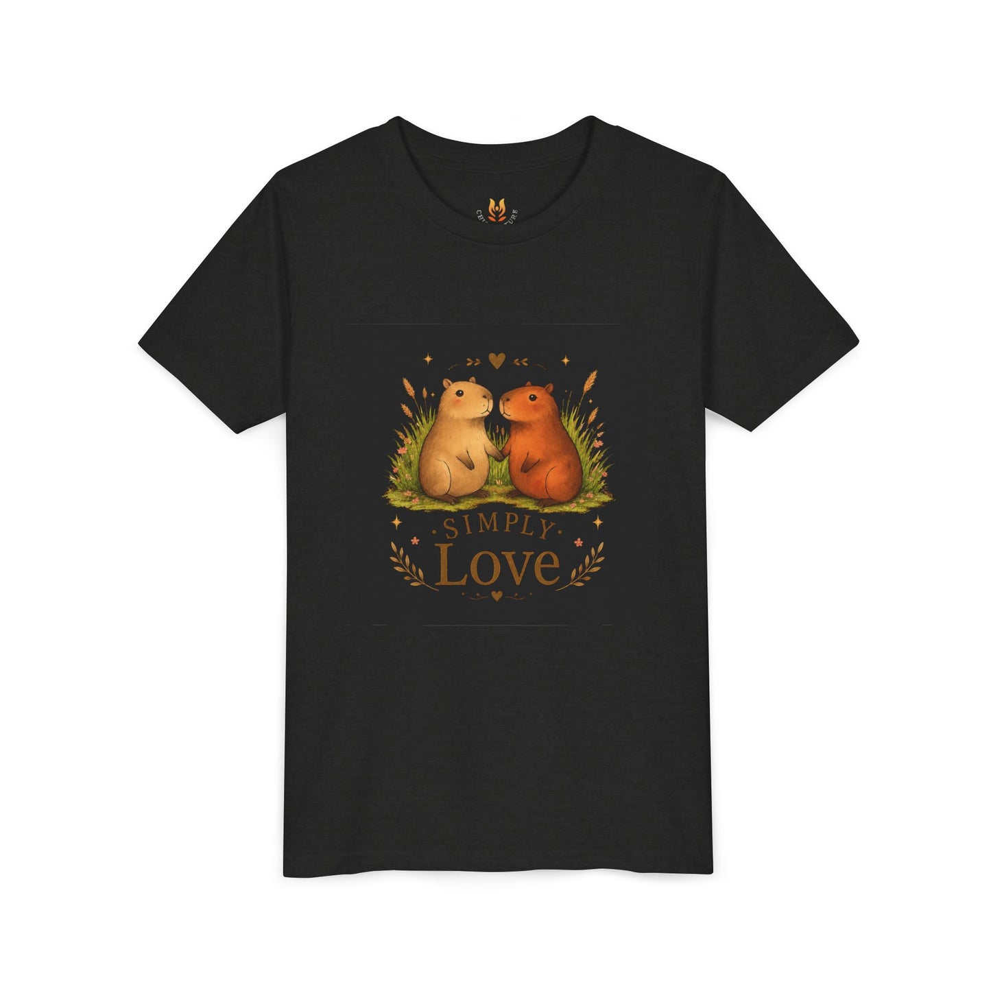 Kids "Simple Love" Animal Tee — Cute Woodland Guinea Pig Love Youth Shirt