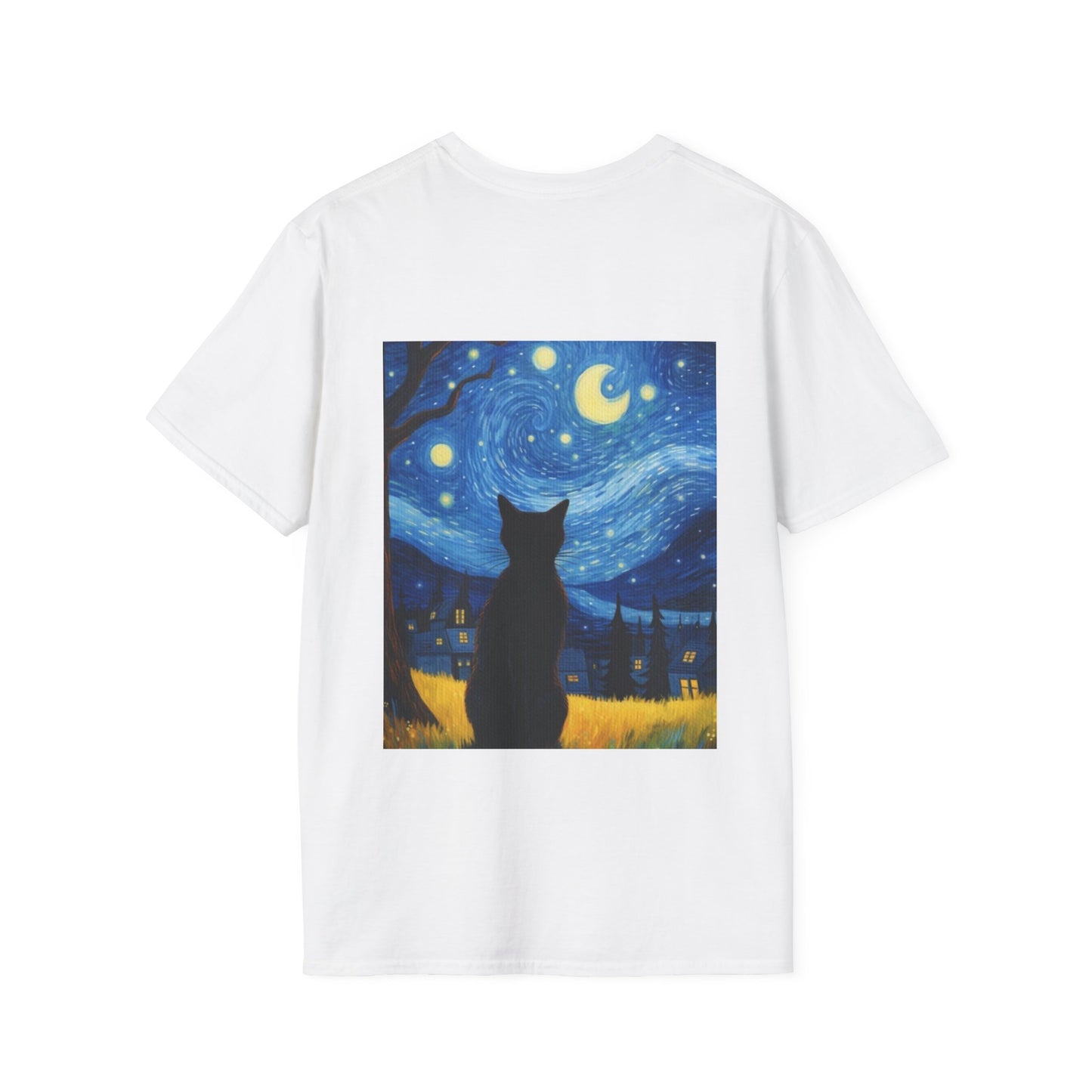 Unisex Softstyle T-Shirt - Starry Night Cat