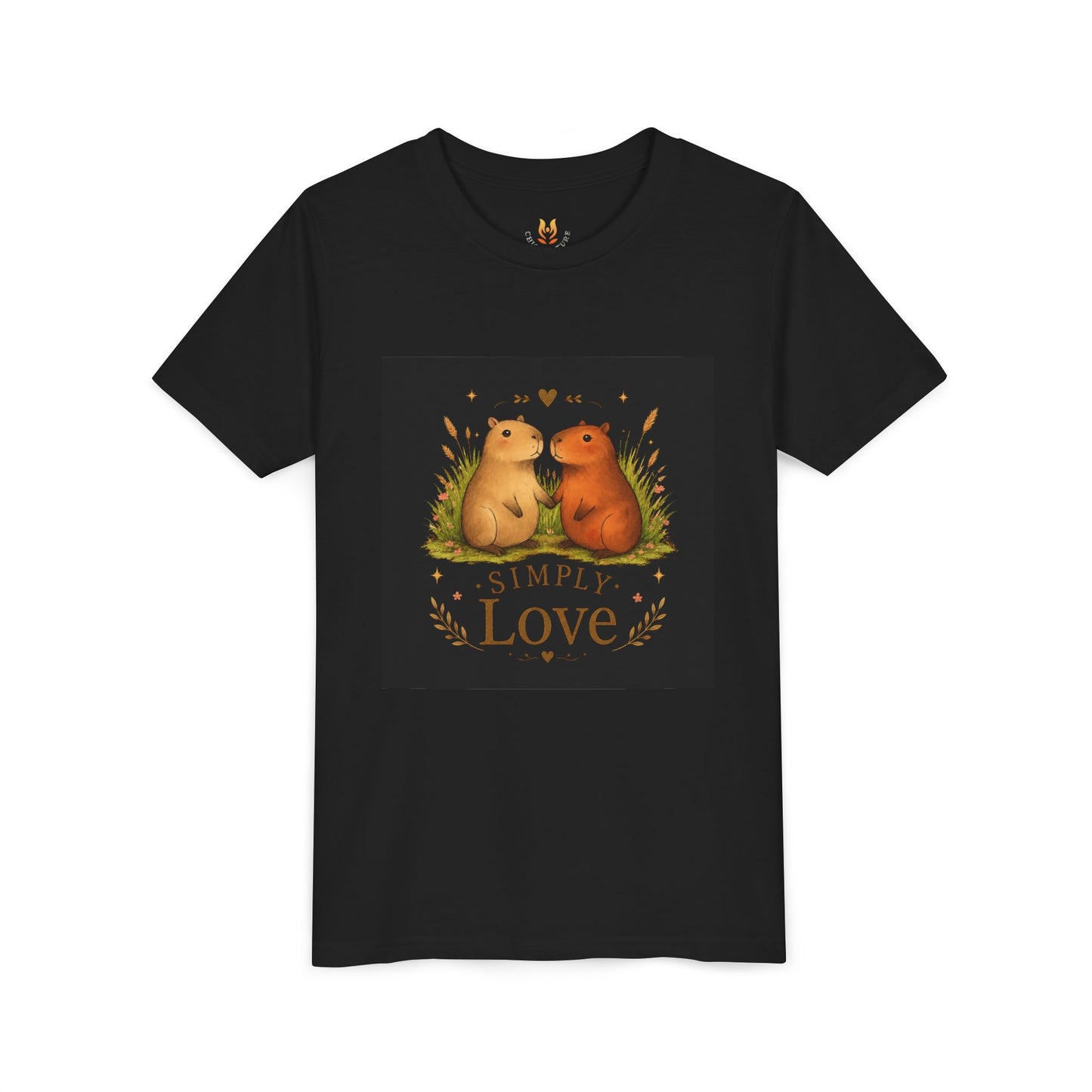 Kids "Simple Love" Animal Tee — Cute Woodland Guinea Pig Love Youth Shirt