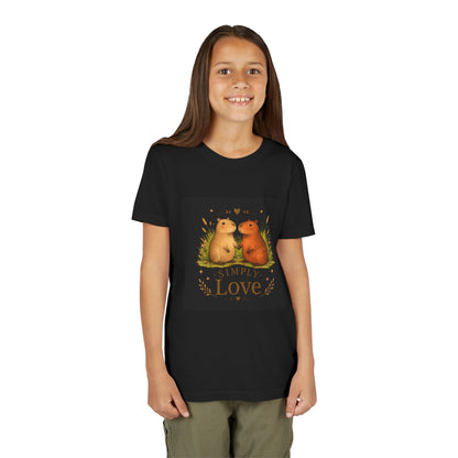 Kids "Simple Love" Animal Tee — Cute Woodland Guinea Pig Love Youth Shirt