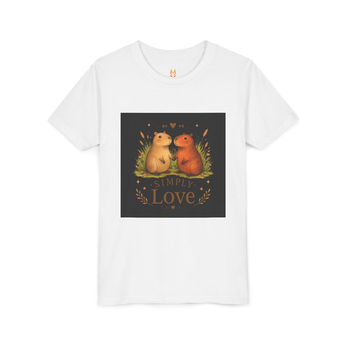 Kids "Simple Love" Animal Tee — Cute Woodland Guinea Pig Love Youth Shirt