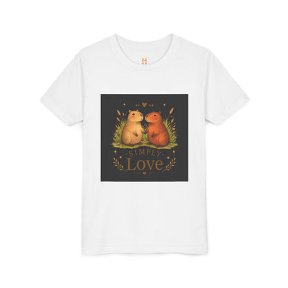 Kids "Simple Love" Animal Tee — Cute Woodland Guinea Pig Love Youth Shirt