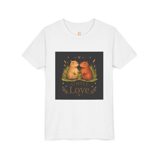 Kids "Simple Love" Animal Tee — Cute Woodland Guinea Pig Love Youth Shirt