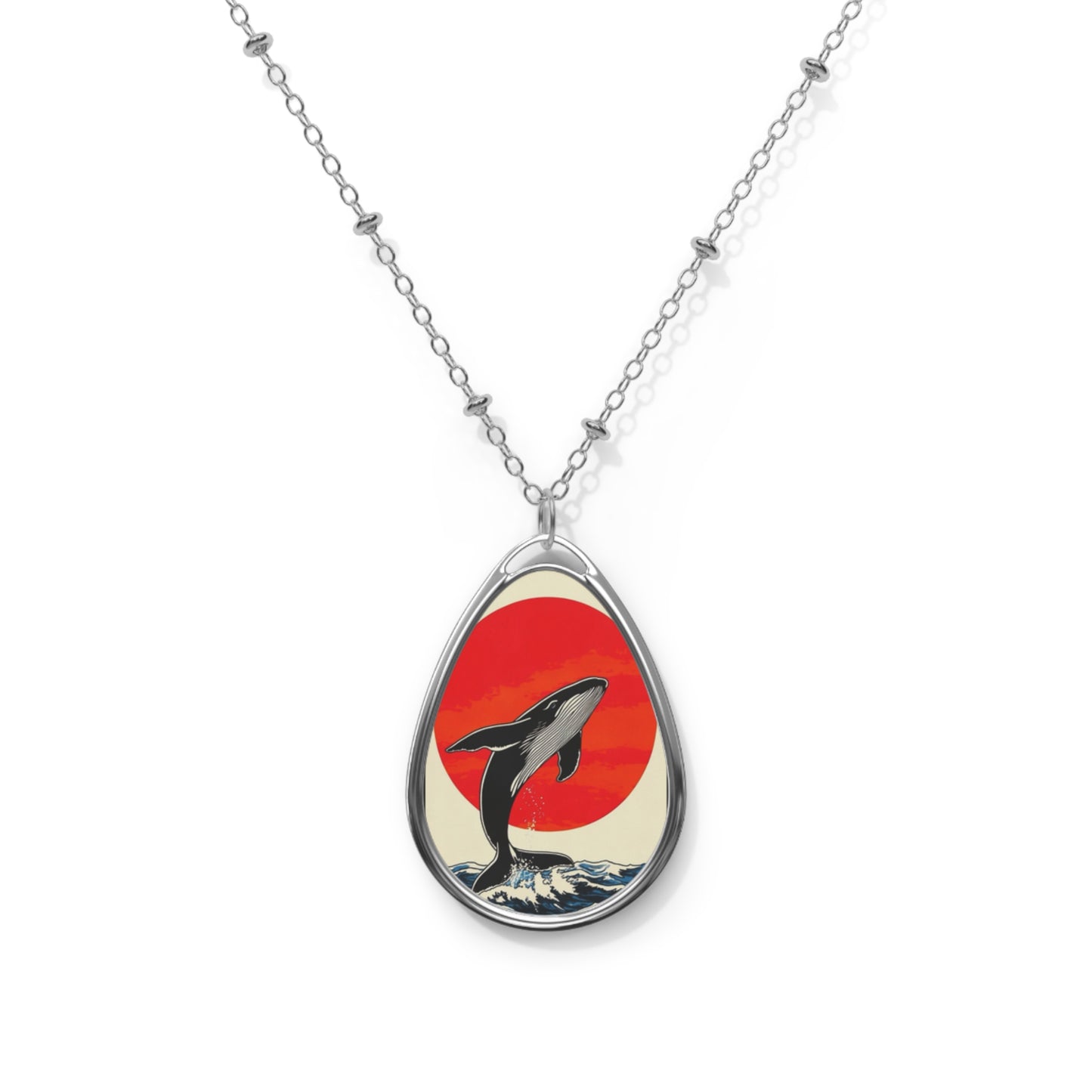Oval Necklace -  Whale
