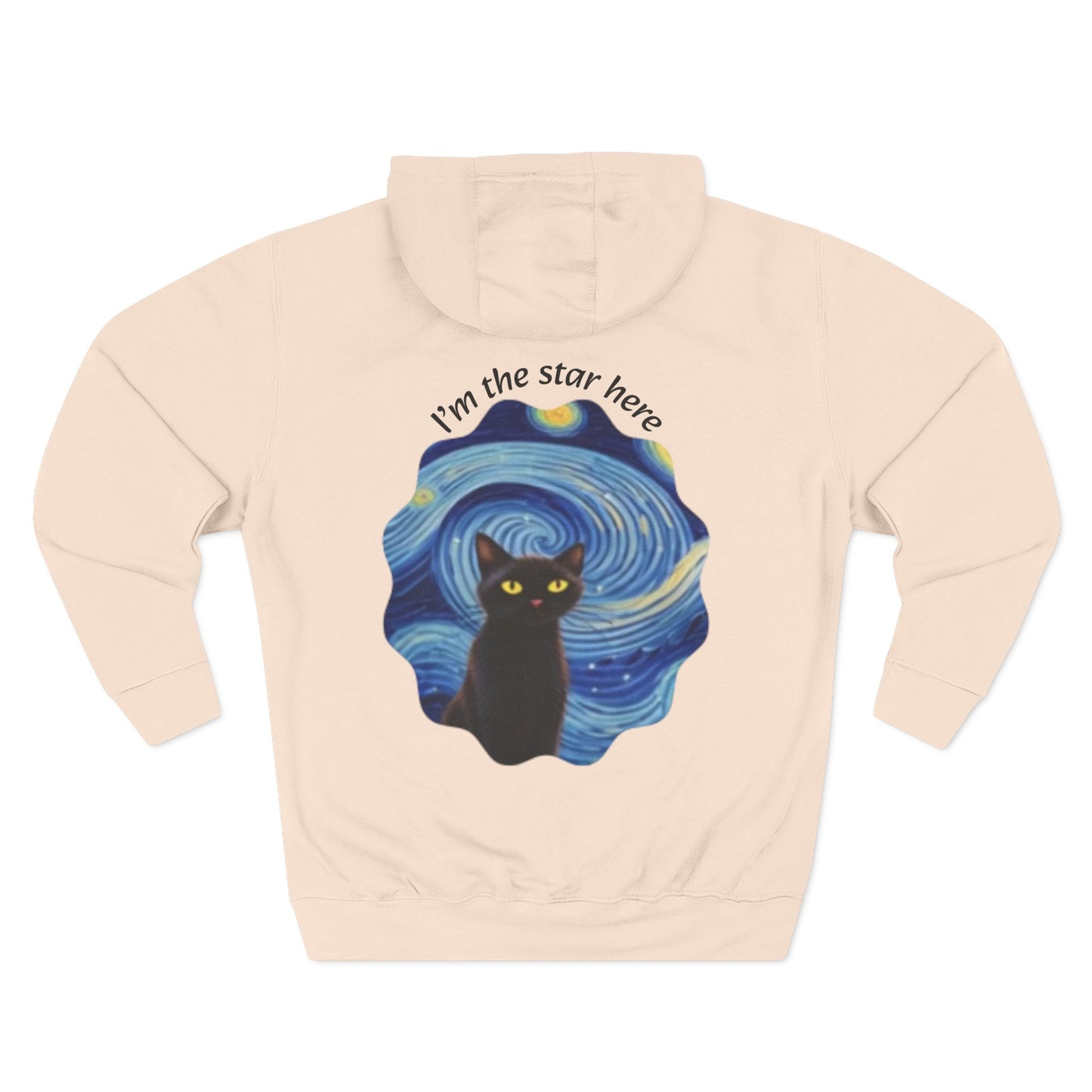 Starry Cat "I'm the star here" Hoodie — Cozy Three-Panel Fleece