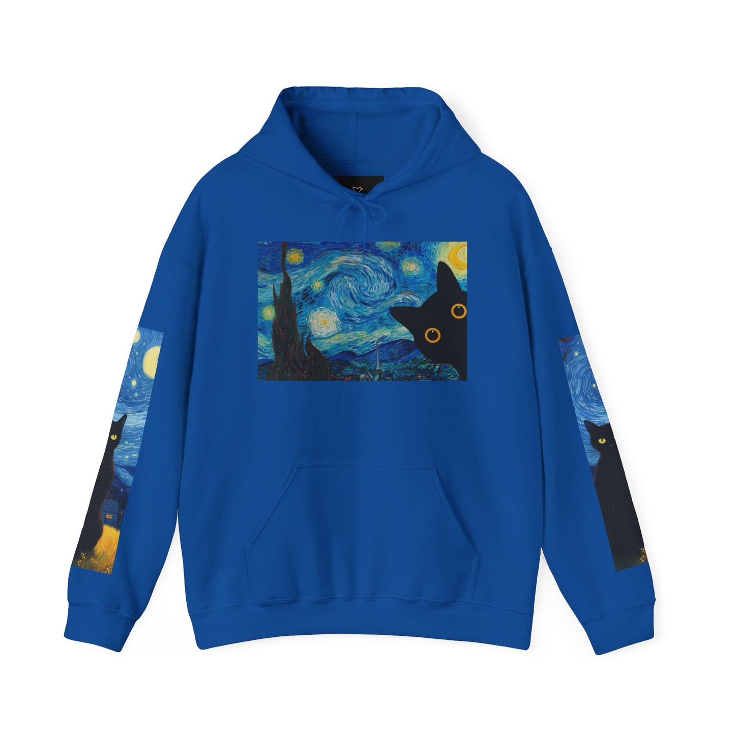 Starry Night Cat Hoodie - Cozy Sweatshirt, Cat Lover Gift, Artistic Apparel, Unique Sweatshirt for Fall, Night Sky Fashion