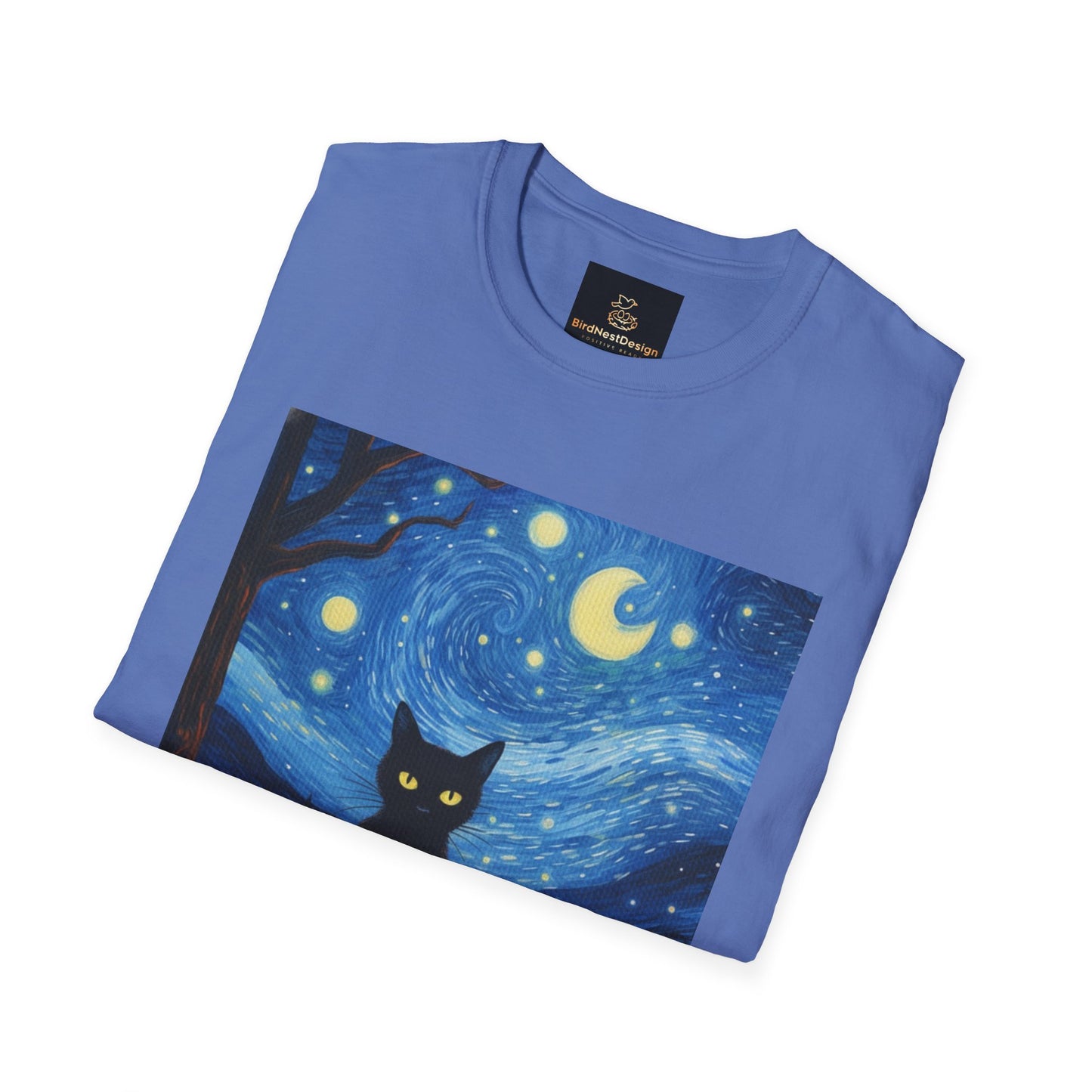 Unisex Softstyle T-Shirt - Starry Night Cat
