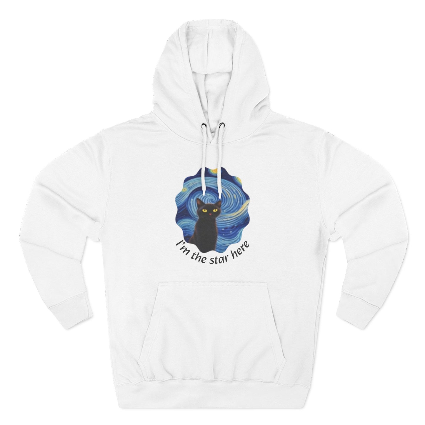 Starry Cat "I'm the star here" Hoodie — Cozy Three-Panel Fleece