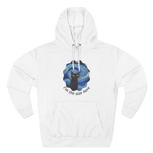 Starry Cat "I'm the star here" Hoodie — Cozy Three-Panel Fleece