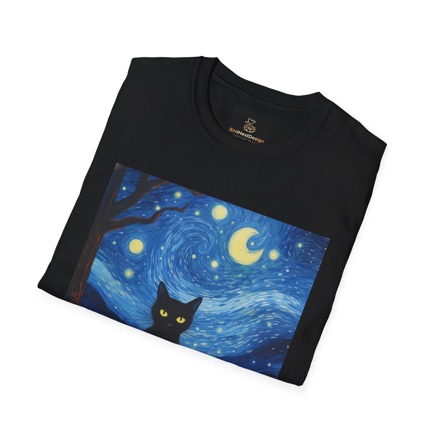 Unisex Softstyle T-Shirt - Starry Night Cat