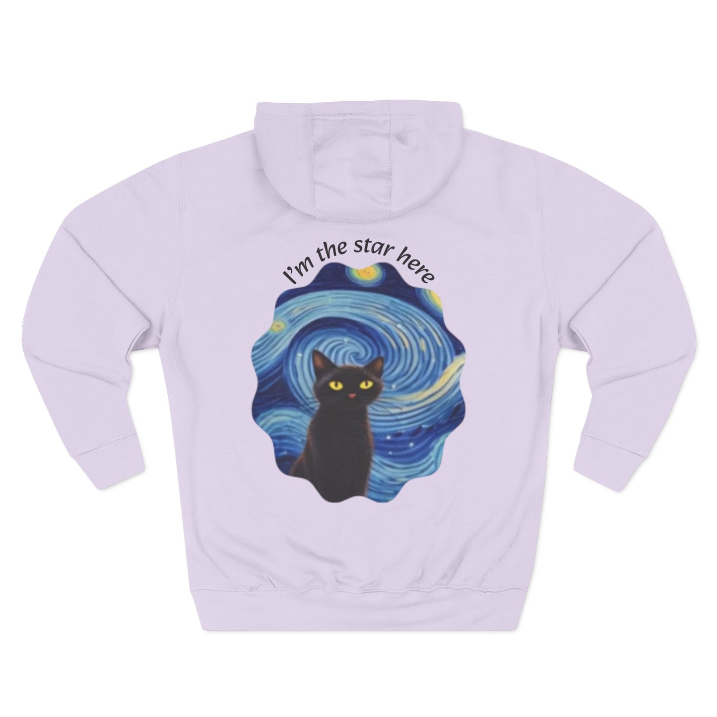 Starry Cat "I'm the star here" Hoodie — Cozy Three-Panel Fleece