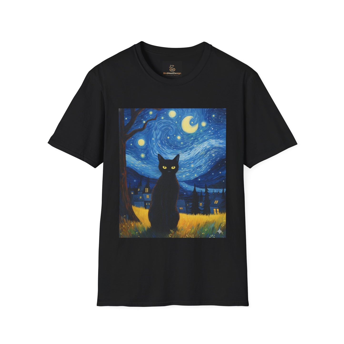 Unisex Softstyle T-Shirt - Starry Night Cat
