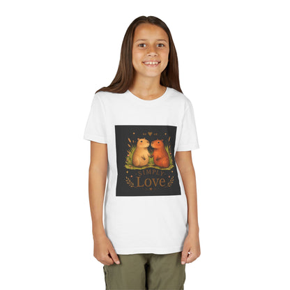 Kids "Simple Love" Animal Tee — Cute Woodland Guinea Pig Love Youth Shirt
