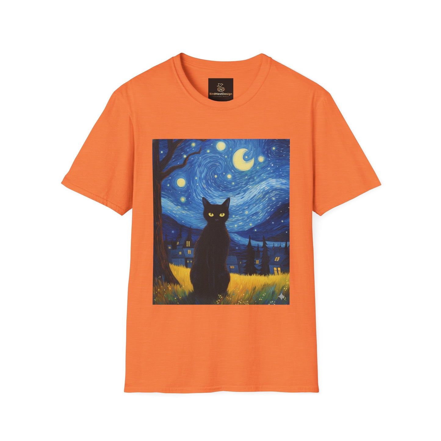 Unisex Softstyle T-Shirt - Starry Night Cat