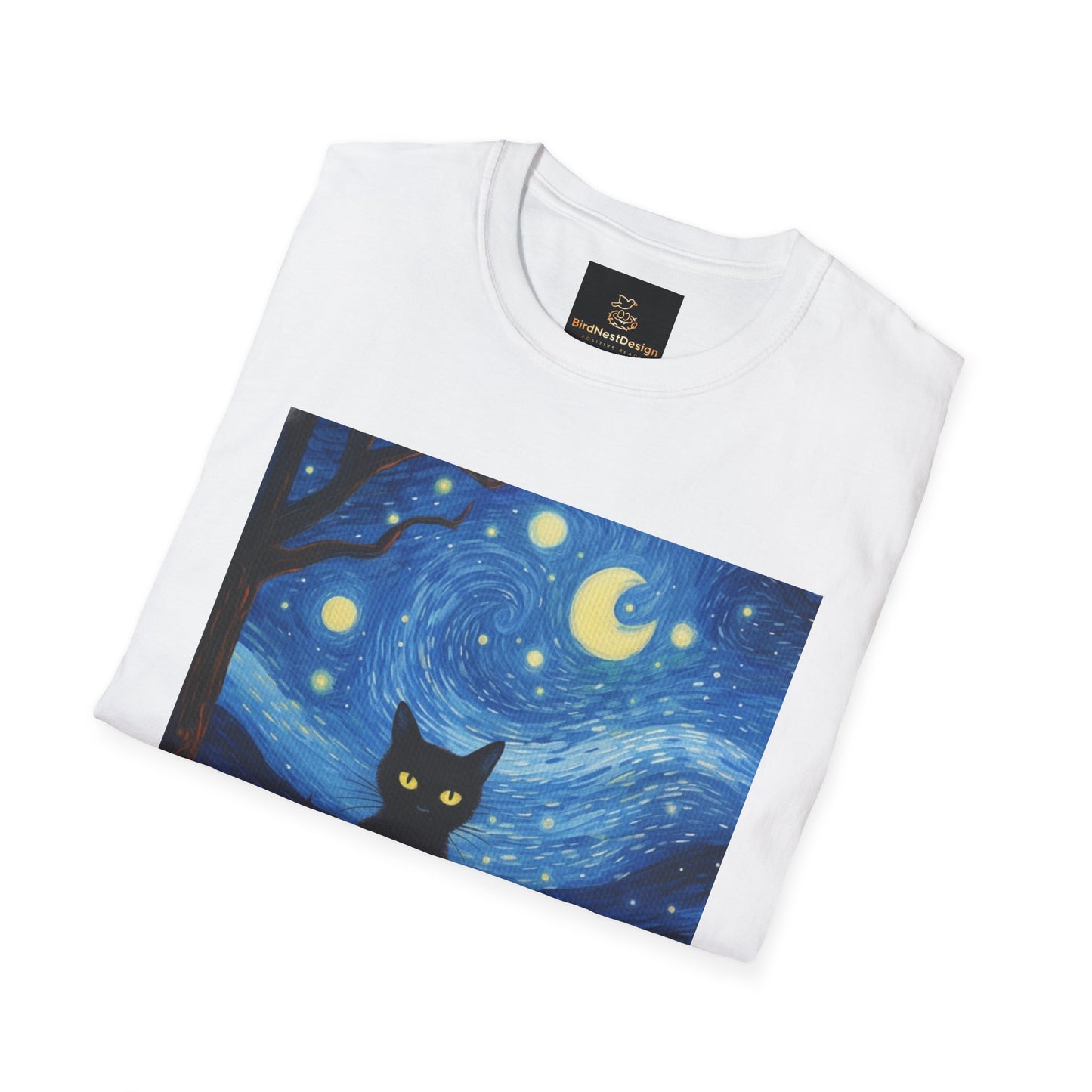 Unisex Softstyle T-Shirt - Starry Night Cat