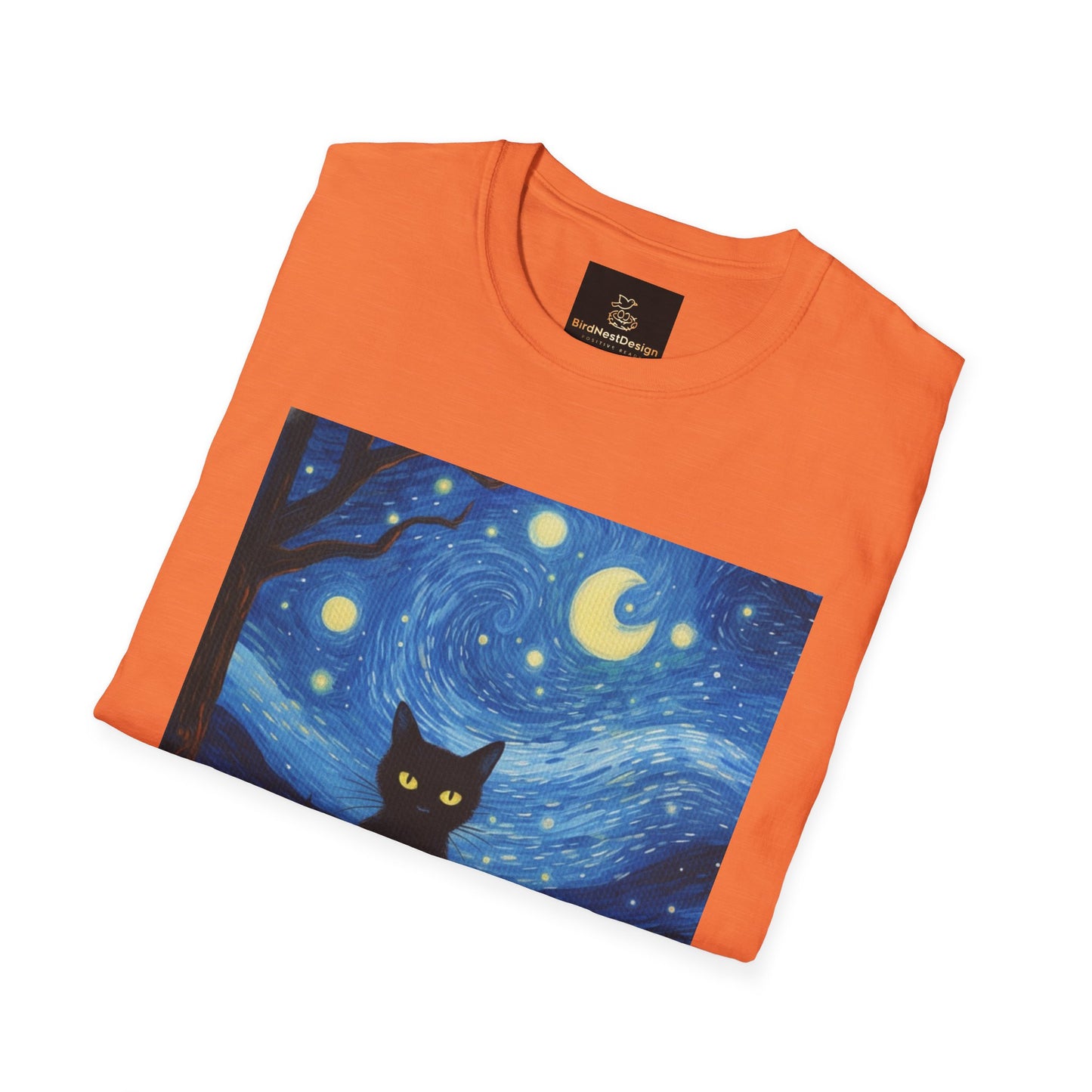 Unisex Softstyle T-Shirt - Starry Night Cat