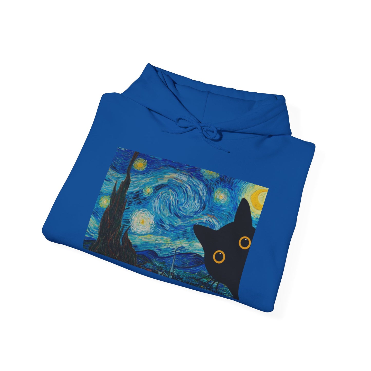 Starry Night Cat Hoodie - Cozy Sweatshirt, Cat Lover Gift, Artistic Apparel, Unique Sweatshirt for Fall, Night Sky Fashion
