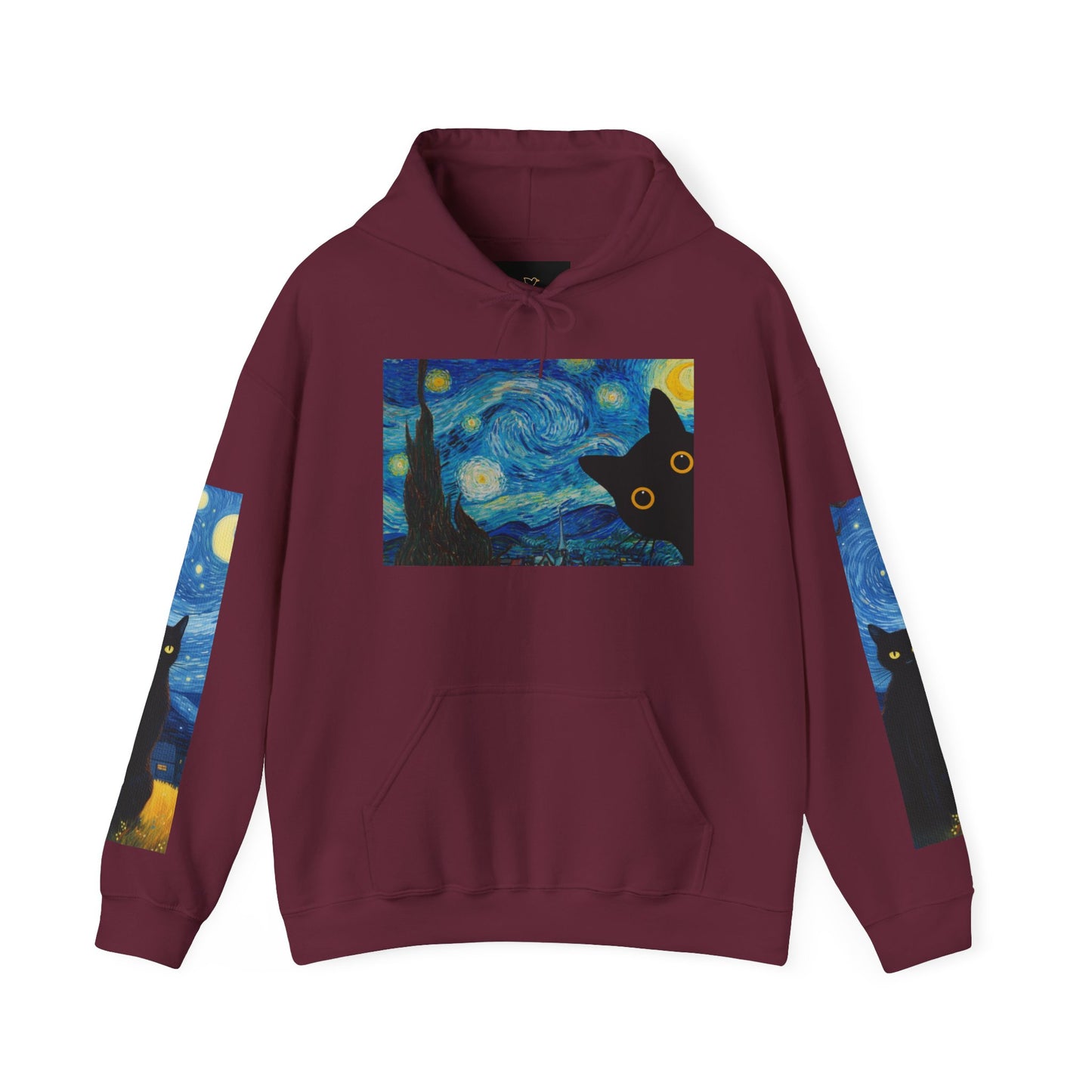 Starry Night Cat Hoodie - Cozy Sweatshirt, Cat Lover Gift, Artistic Apparel, Unique Sweatshirt for Fall, Night Sky Fashion