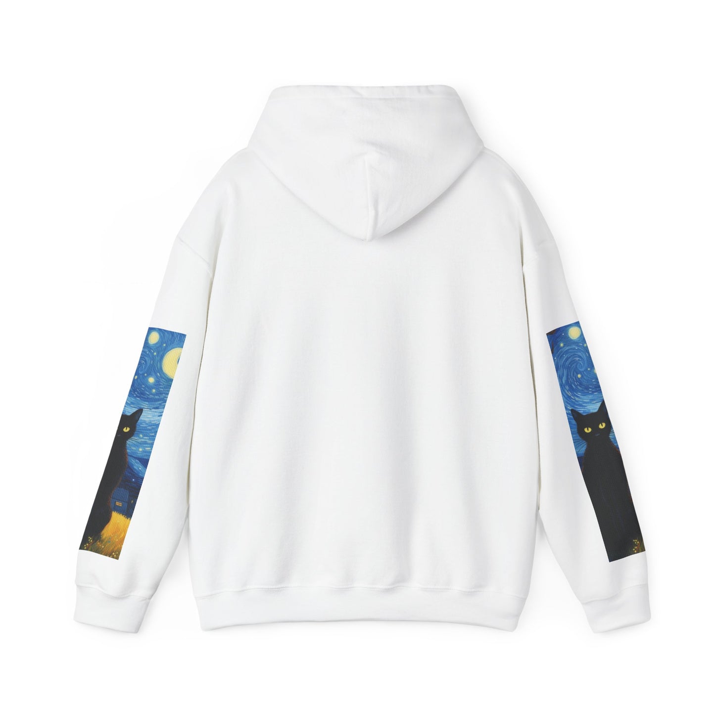 Starry Night Cat Hoodie - Cozy Sweatshirt, Cat Lover Gift, Artistic Apparel, Unique Sweatshirt for Fall, Night Sky Fashion