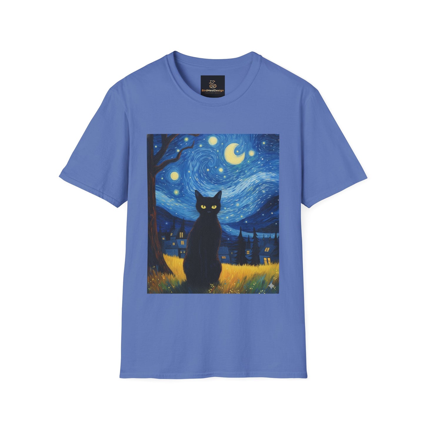 Unisex Softstyle T-Shirt - Starry Night Cat