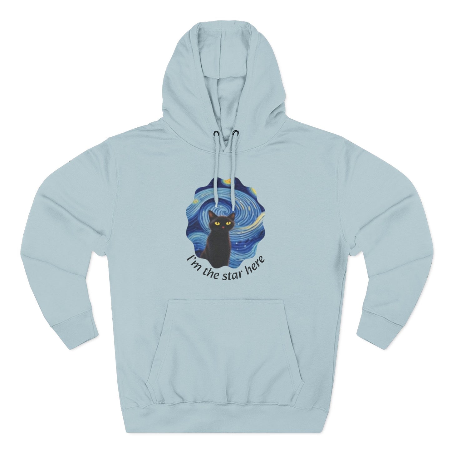 Starry Cat "I'm the star here" Hoodie — Cozy Three-Panel Fleece