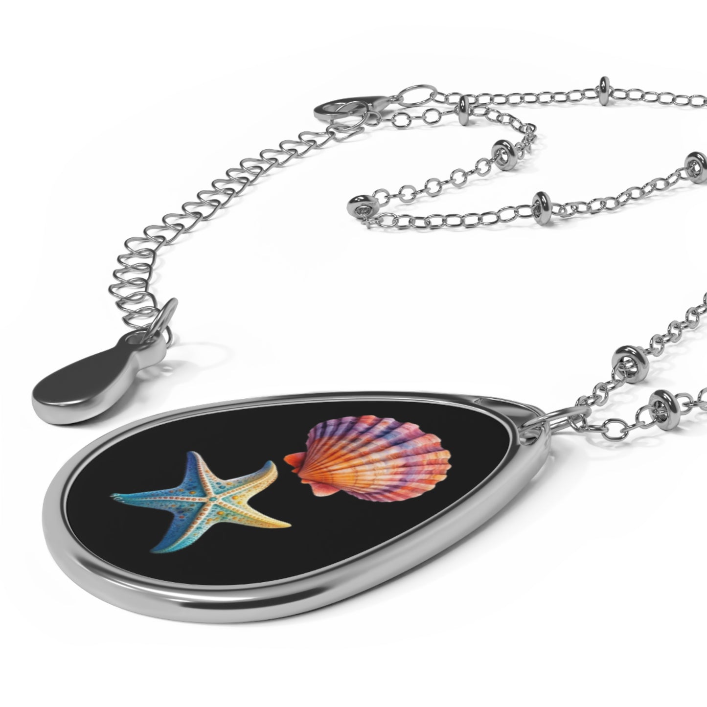 Oval Necklace -  Star Fish and Shell