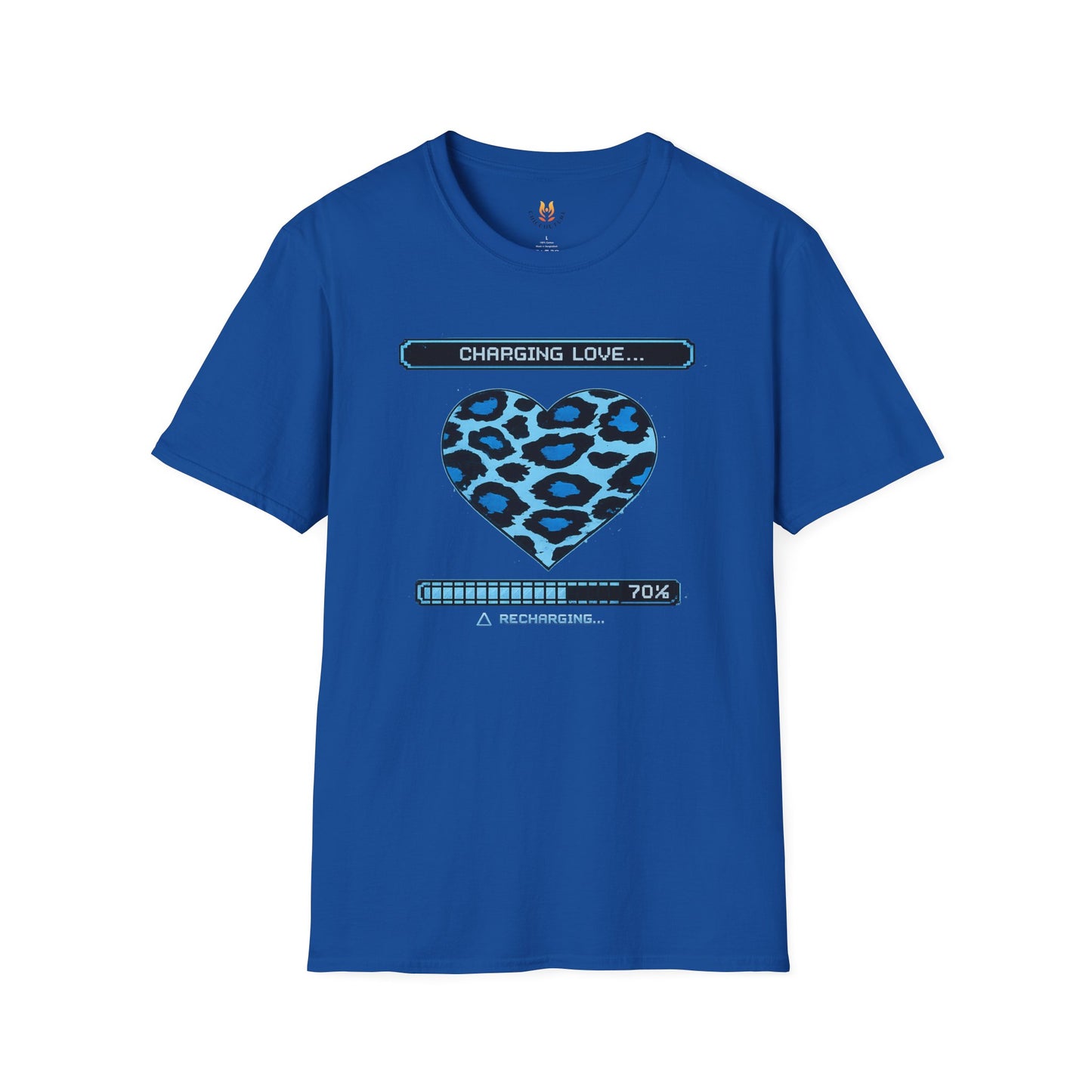 Blue Leopard Charging Love - Unisex Softstyle T-Shirt Main Image | ChicCouture