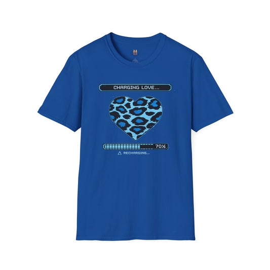 Blue Leopard Charging Love - Unisex Softstyle T-Shirt Main Image | ChicCouture