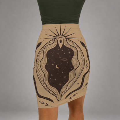 🌙 Celestial Womb Pencil Skirt Gallery Image 2 | ChicCouture