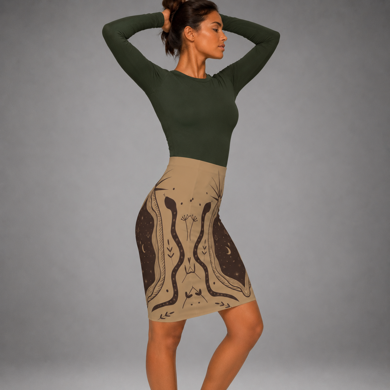 🌙 Celestial Womb Pencil Skirt Gallery Image 4 | ChicCouture
