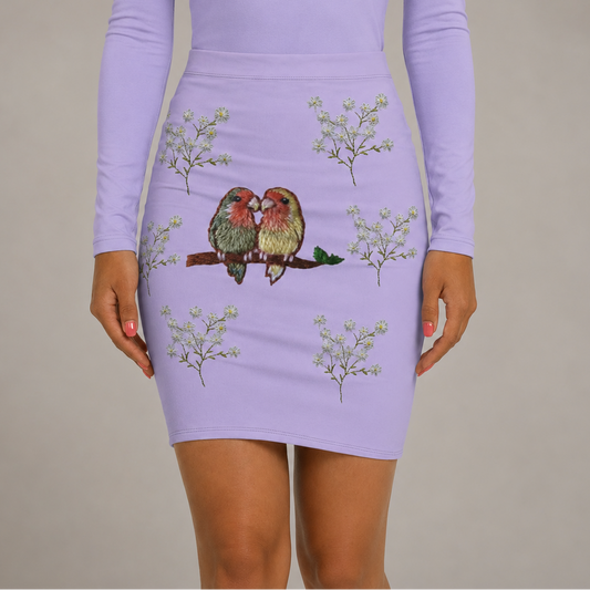 Lovebirds & Blossoms (Pastel Purple) Skirt Main Image | ChicCouture