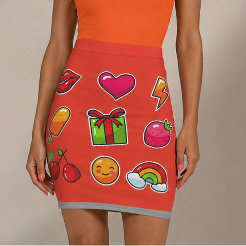 Sticker Pop Red Skirt Main Image | ChicCouture