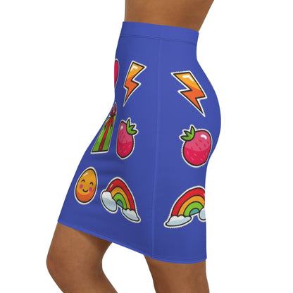 Sticker Pop Skirt (Blue) Gallery Image 3 | ChicCouture