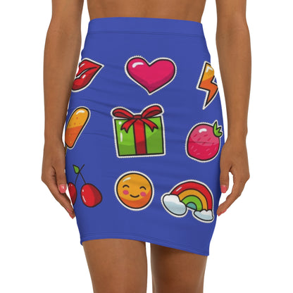 Sticker Pop Skirt (Blue) Main Image | ChicCouture