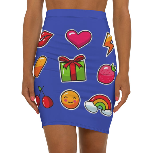 Sticker Pop Skirt (Blue) Main Image | ChicCouture